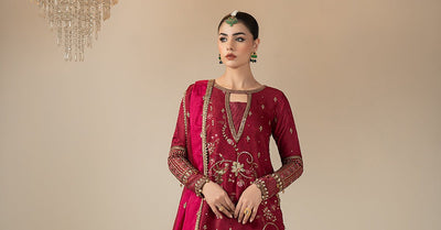 Maria B | RTW | 3 Piece Embroidered Jacquard Suit-Brand:Maria B-Type:Luxury Formals-Pink - House of Maryam- Buy in UK, USA