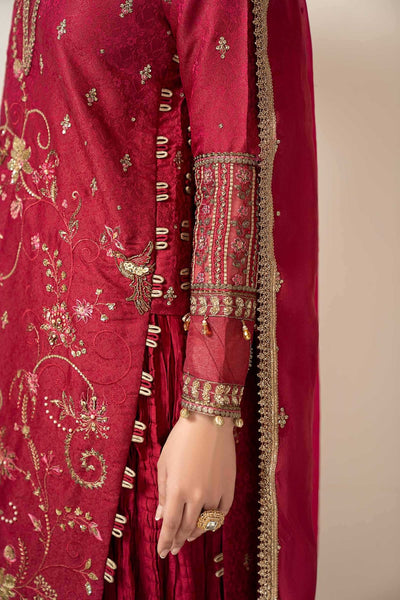 Maria B | RTW | 3 Piece Embroidered Jacquard Suit-Brand:Maria B-Type:Luxury Formals-Pink - House of Maryam- Buy in UK, USA