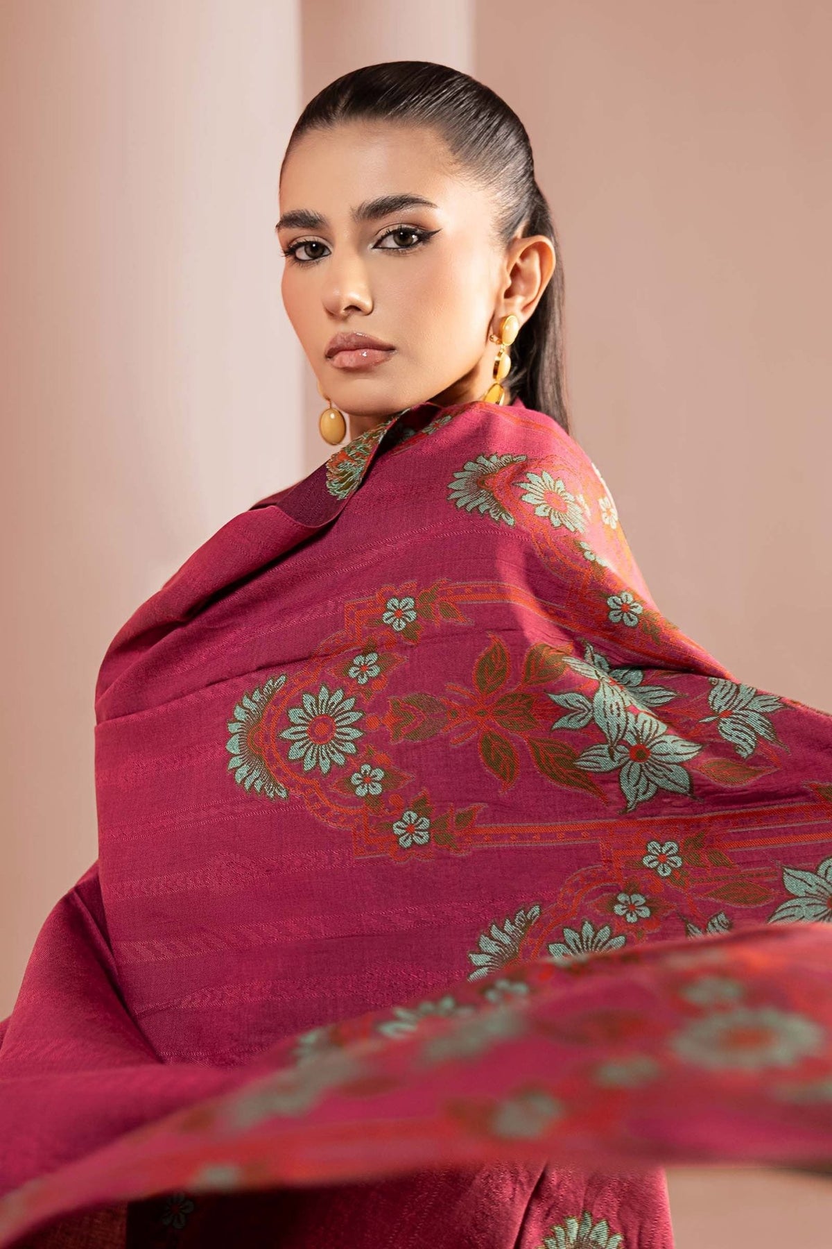 Maria B | RTW | 3 Piece Embroidered Jacquard Suit-Brand:Maria B-Type:Luxury Pret-Pink - House of Maryam- Buy in UK, USA