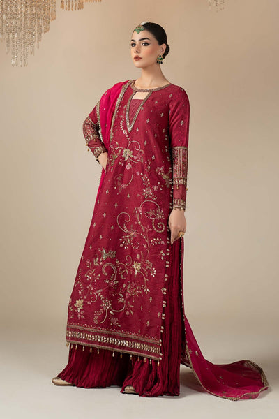 Maria B | RTW | 3 Piece Embroidered Jacquard Suit-Brand:Maria B-Type:Luxury Formals-Pink - House of Maryam- Buy in UK, USA