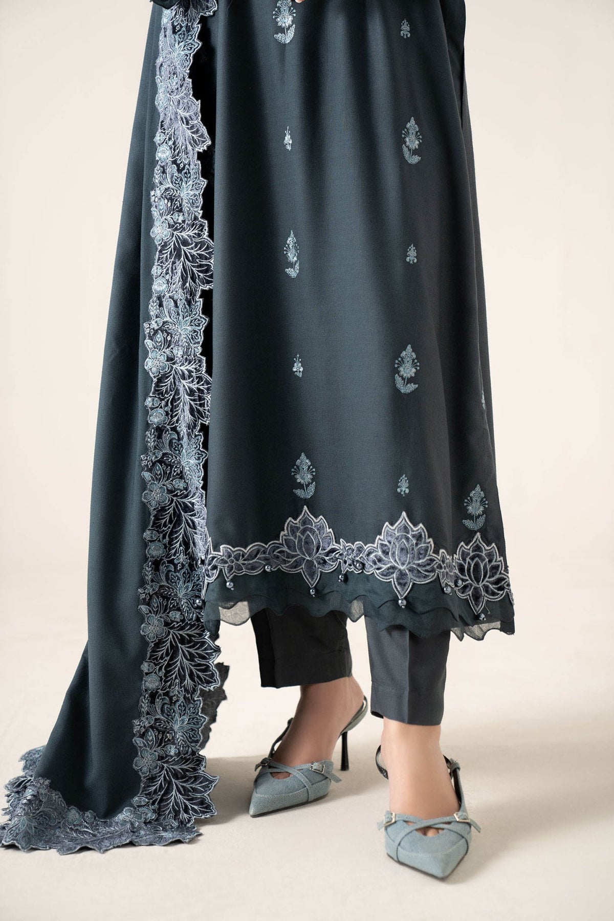 Maria B | RTW | 3 Piece Embroidered Karandi Suit-Brand:Maria B-Type:Luxury Pret-Blue - House of Maryam- Buy in UK, USA