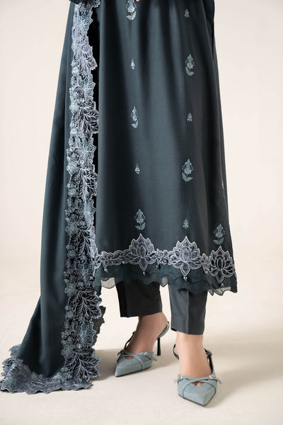 Maria B | RTW | 3 Piece Embroidered Karandi Suit-Brand:Maria B-Type:Luxury Pret-Blue - House of Maryam- Buy in UK, USA