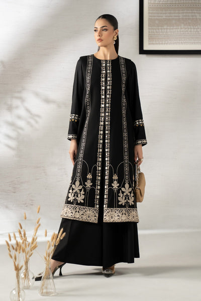 Maria B | RTW | 3 Piece Embroidered Khaddar Suit-Brand:Maria B-Type:Luxury Pret-Black - House of Maryam- Buy in UK, USA