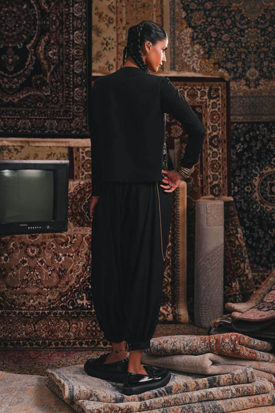Maria B | RTW | 3 Piece Embroidered Khaddar Suit-Brand:Maria B-Type:Luxury Pret-Black - House of Maryam- Buy in UK, USA