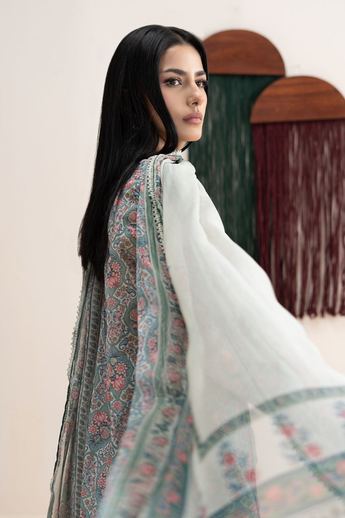 Maria B | RTW | 3 Piece Embroidered Lawn Suit-Brand:Maria B-Type:Luxury Pret-Beige - House of Maryam- Buy in UK, USA