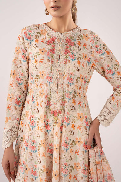 Maria B | RTW | 3 Piece Embroidered Lawn Suit-Brand:Maria B-Type:Luxury Pret-Beige - House of Maryam- Buy in UK, USA