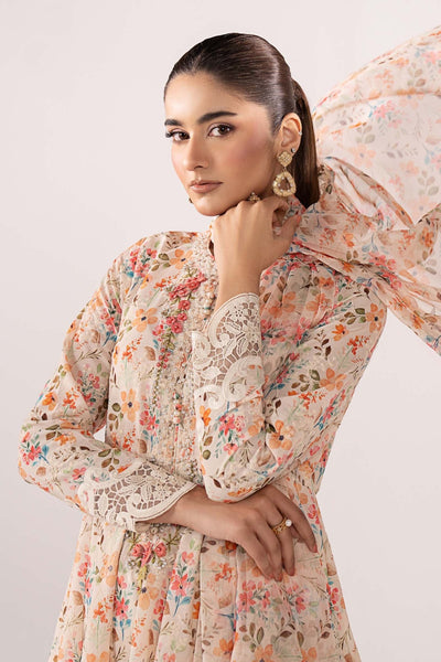 Maria B | RTW | 3 Piece Embroidered Lawn Suit-Brand:Maria B-Type:Luxury Pret-Beige - House of Maryam- Buy in UK, USA
