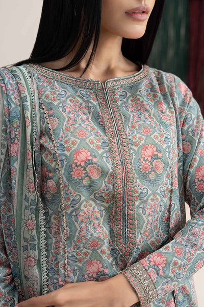 Maria B | RTW | 3 Piece Embroidered Lawn Suit-Brand:Maria B-Type:Luxury Pret-Beige - House of Maryam- Buy in UK, USA