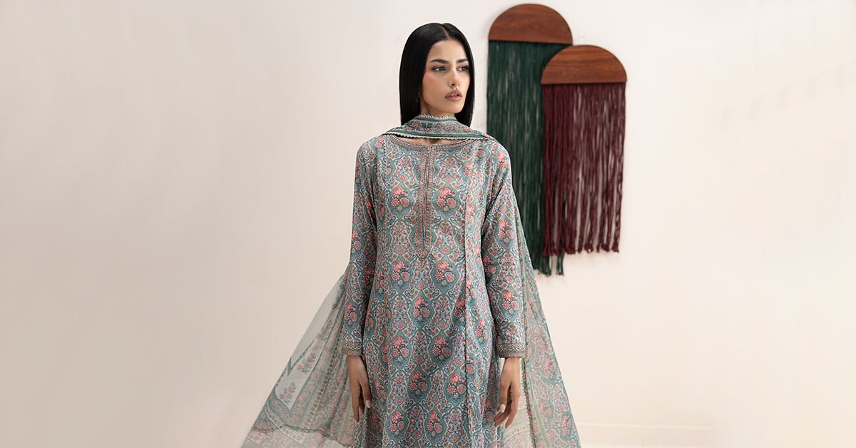 Maria B | RTW | 3 Piece Embroidered Lawn Suit-Brand:Maria B-Type:Luxury Pret-Beige - House of Maryam- Buy in UK, USA