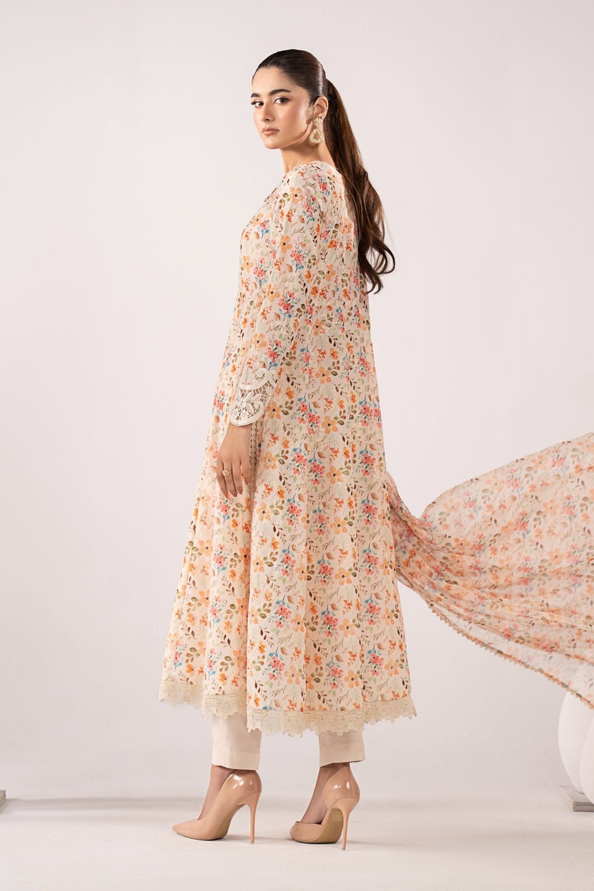 Maria B | RTW | 3 Piece Embroidered Lawn Suit-Brand:Maria B-Type:Luxury Pret-Beige - House of Maryam- Buy in UK, USA