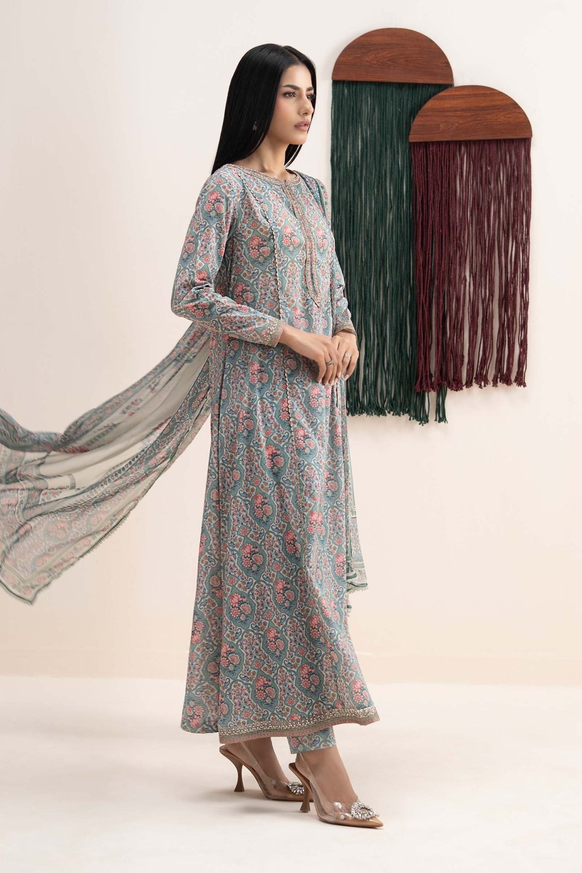 Maria B | RTW | 3 Piece Embroidered Lawn Suit-Brand:Maria B-Type:Luxury Pret-Beige - House of Maryam- Buy in UK, USA