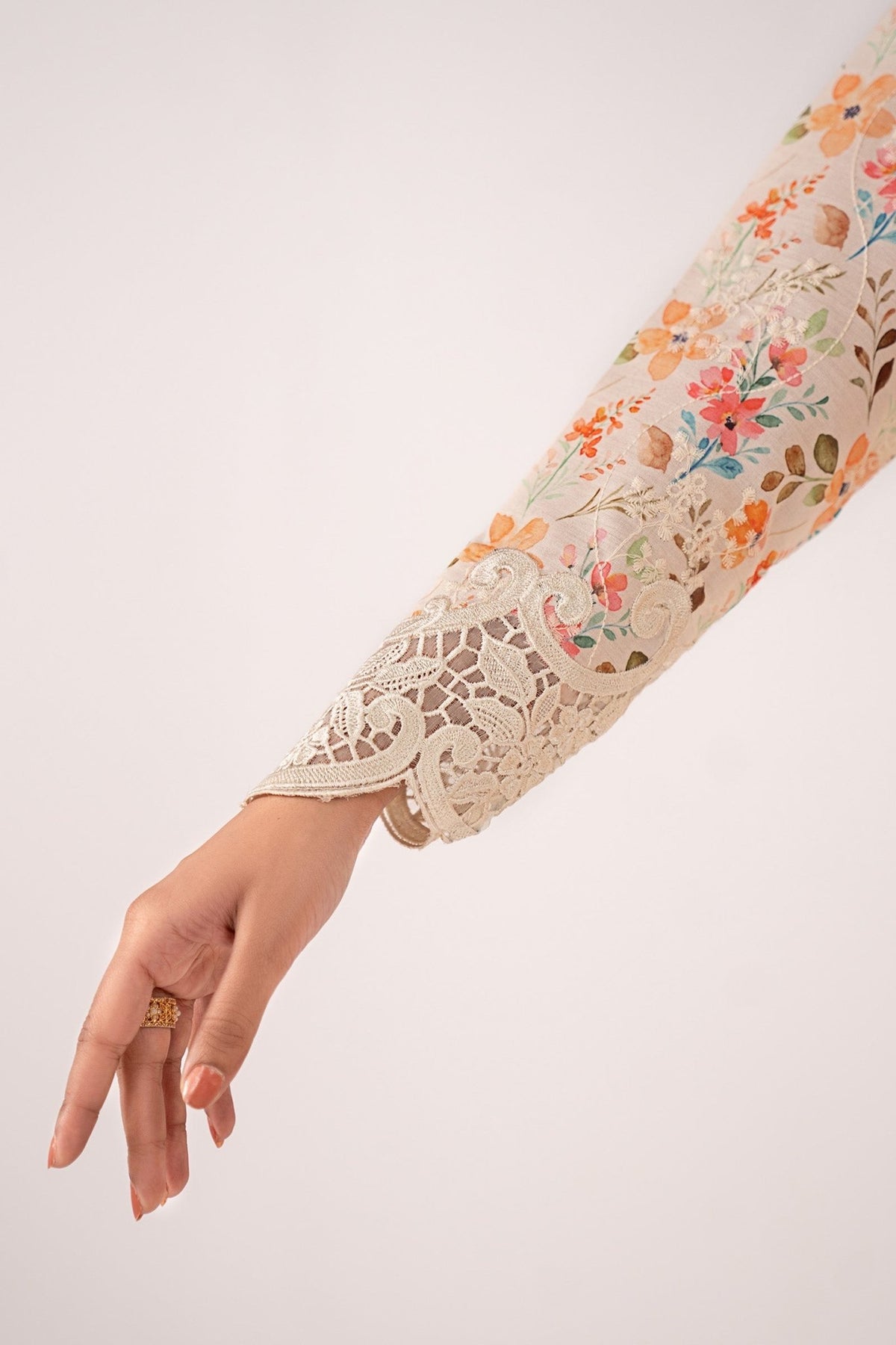 Maria B | RTW | 3 Piece Embroidered Lawn Suit-Brand:Maria B-Type:Luxury Pret-Beige - House of Maryam- Buy in UK, USA