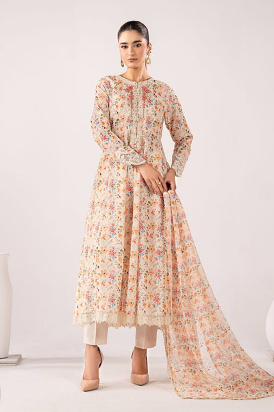 Maria B | RTW | 3 Piece Embroidered Lawn Suit-Brand:Maria B-Type:Luxury Pret-Beige - House of Maryam- Buy in UK, USA