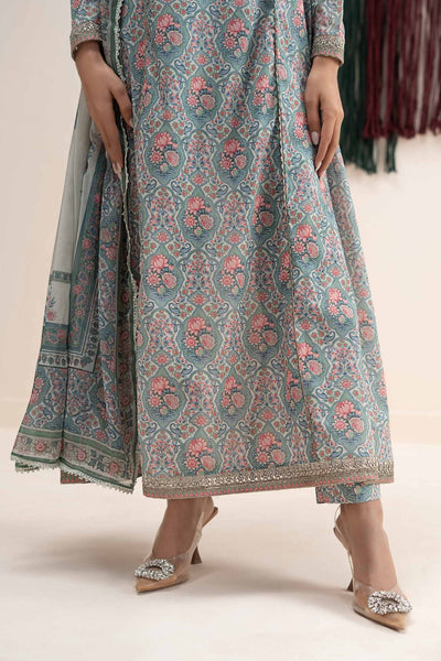 Maria B | RTW | 3 Piece Embroidered Lawn Suit-Brand:Maria B-Type:Luxury Pret-Beige - House of Maryam- Buy in UK, USA
