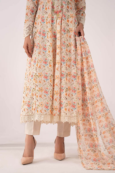 Maria B | RTW | 3 Piece Embroidered Lawn Suit-Brand:Maria B-Type:Luxury Pret-Beige - House of Maryam- Buy in UK, USA