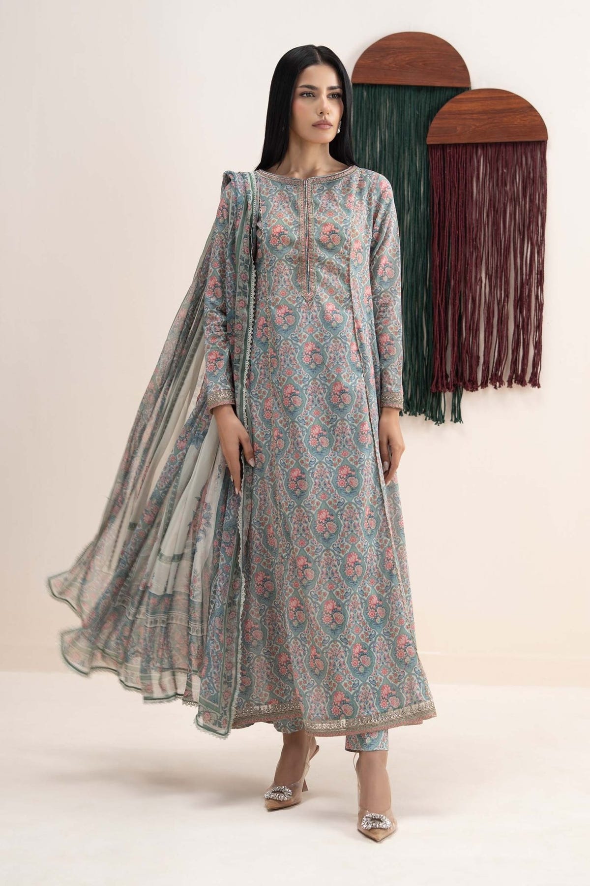 Maria B | RTW | 3 Piece Embroidered Lawn Suit-Brand:Maria B-Type:Luxury Pret-Beige - House of Maryam- Buy in UK, USA