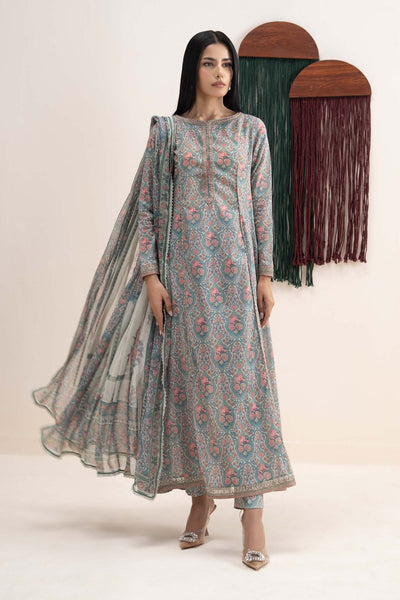Maria B | RTW | 3 Piece Embroidered Lawn Suit-Brand:Maria B-Type:Luxury Pret-Beige - House of Maryam- Buy in UK, USA