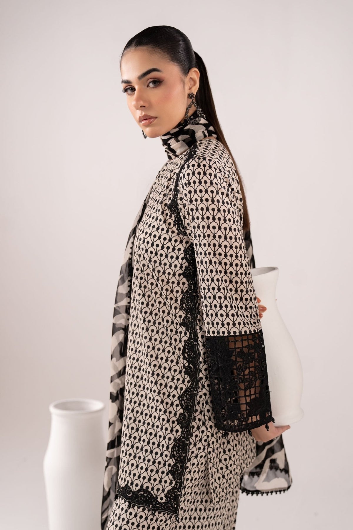 Maria B | RTW | 3 Piece Embroidered Lawn Suit-Brand:Maria B-Type:Luxury Pret-Beige - House of Maryam- Buy in UK, USA