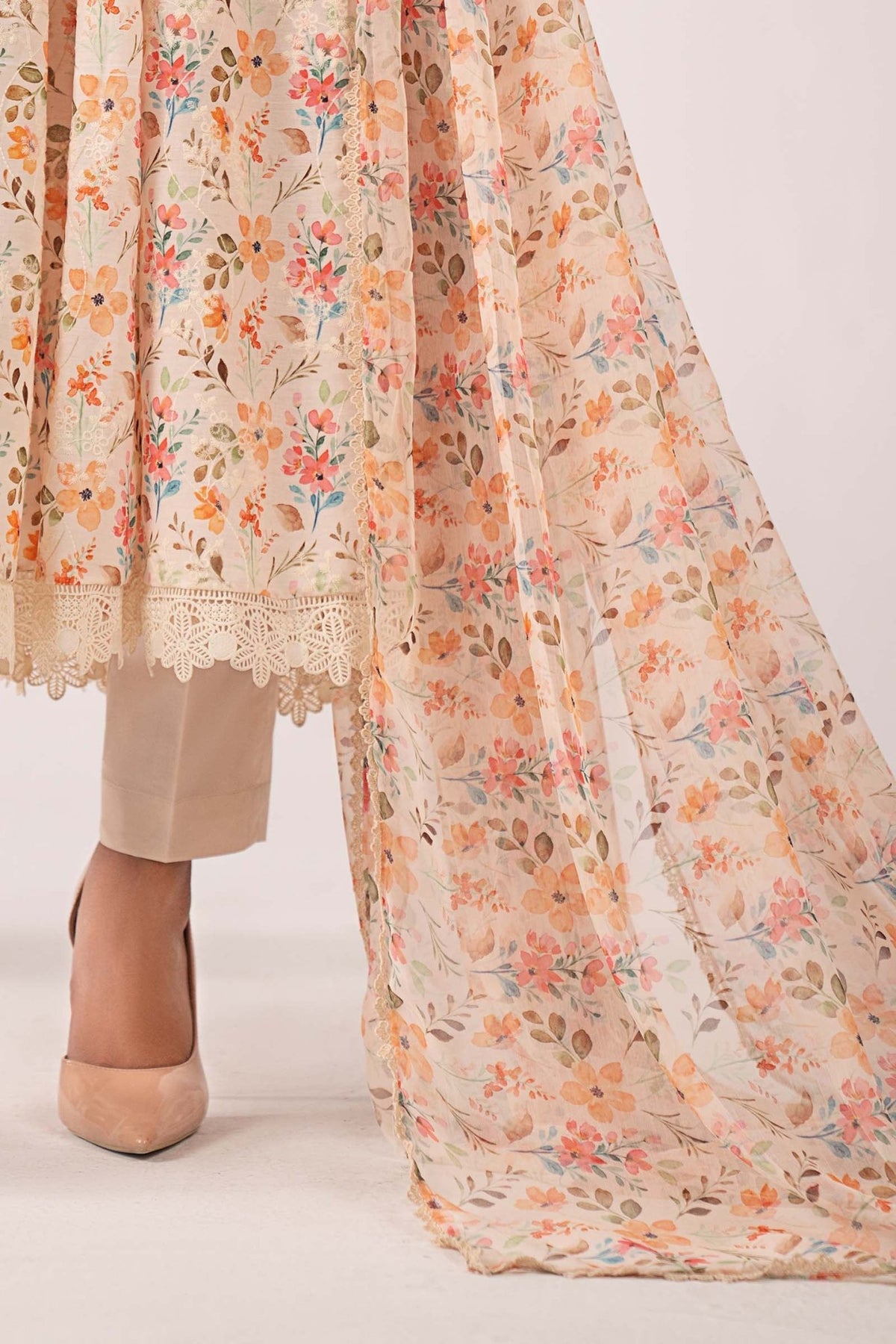 Maria B | RTW | 3 Piece Embroidered Lawn Suit-Brand:Maria B-Type:Luxury Pret-Beige - House of Maryam- Buy in UK, USA