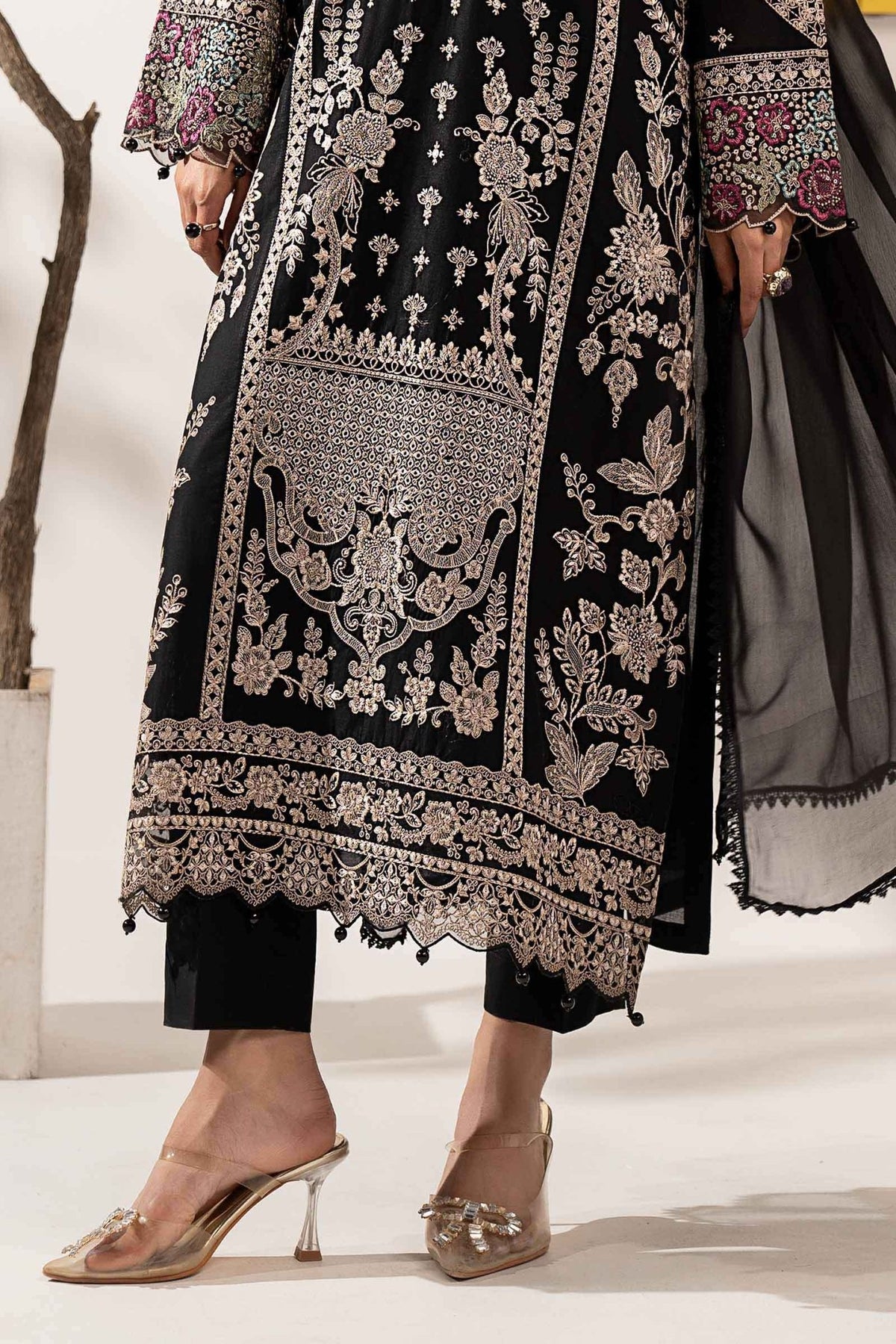 Maria B | RTW | 3 Piece Embroidered Lawn Suit-Brand:Maria B-Type:Luxury Pret-Black - House of Maryam- Buy in UK, USA