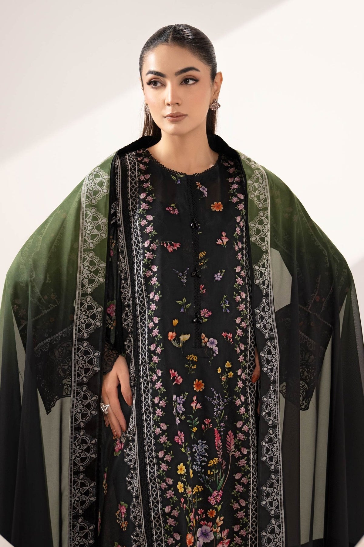 Maria B | RTW | 3 Piece Embroidered Lawn Suit-Brand:Maria B-Type:Luxury Pret-Black - House of Maryam- Buy in UK, USA