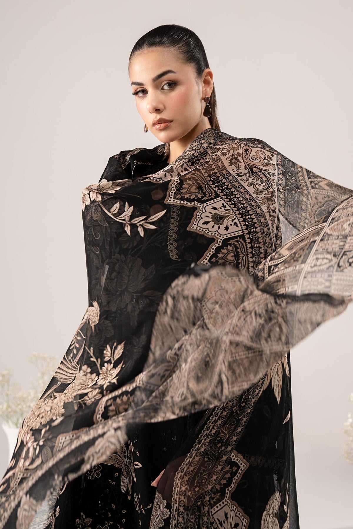Maria B | RTW | 3 Piece Embroidered Lawn Suit-Brand:Maria B-Type:Luxury Pret-Black - House of Maryam- Buy in UK, USA