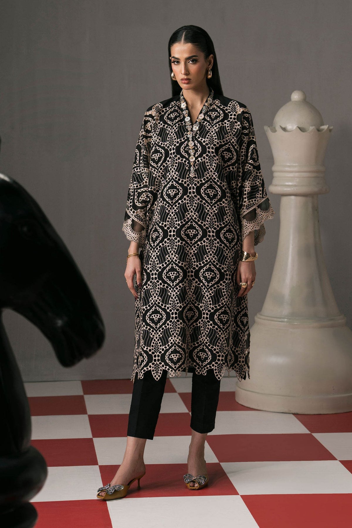 Maria B | RTW | 3 Piece Embroidered Lawn Suit-Brand:Maria B-Type:Luxury Pret-Black - House of Maryam- Buy in UK, USA