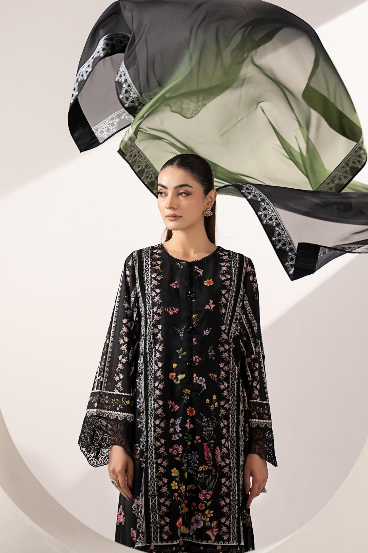 Maria B | RTW | 3 Piece Embroidered Lawn Suit-Brand:Maria B-Type:Luxury Pret-Black - House of Maryam- Buy in UK, USA