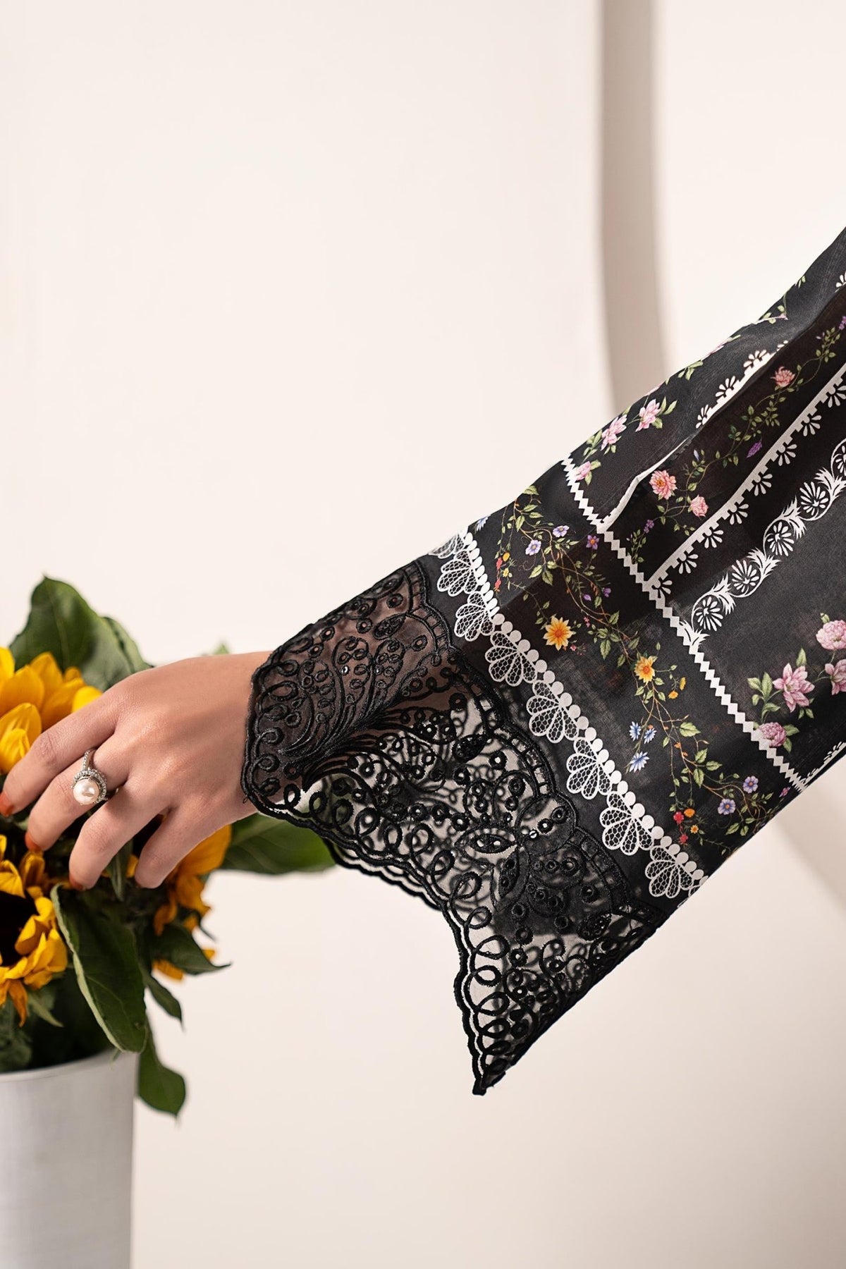 Maria B | RTW | 3 Piece Embroidered Lawn Suit-Brand:Maria B-Type:Luxury Pret-Black - House of Maryam- Buy in UK, USA