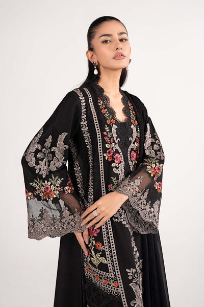 Maria B | RTW | 3 Piece Embroidered Lawn Suit-Brand:Maria B-Type:Luxury Pret-Black - House of Maryam- Buy in UK, USA
