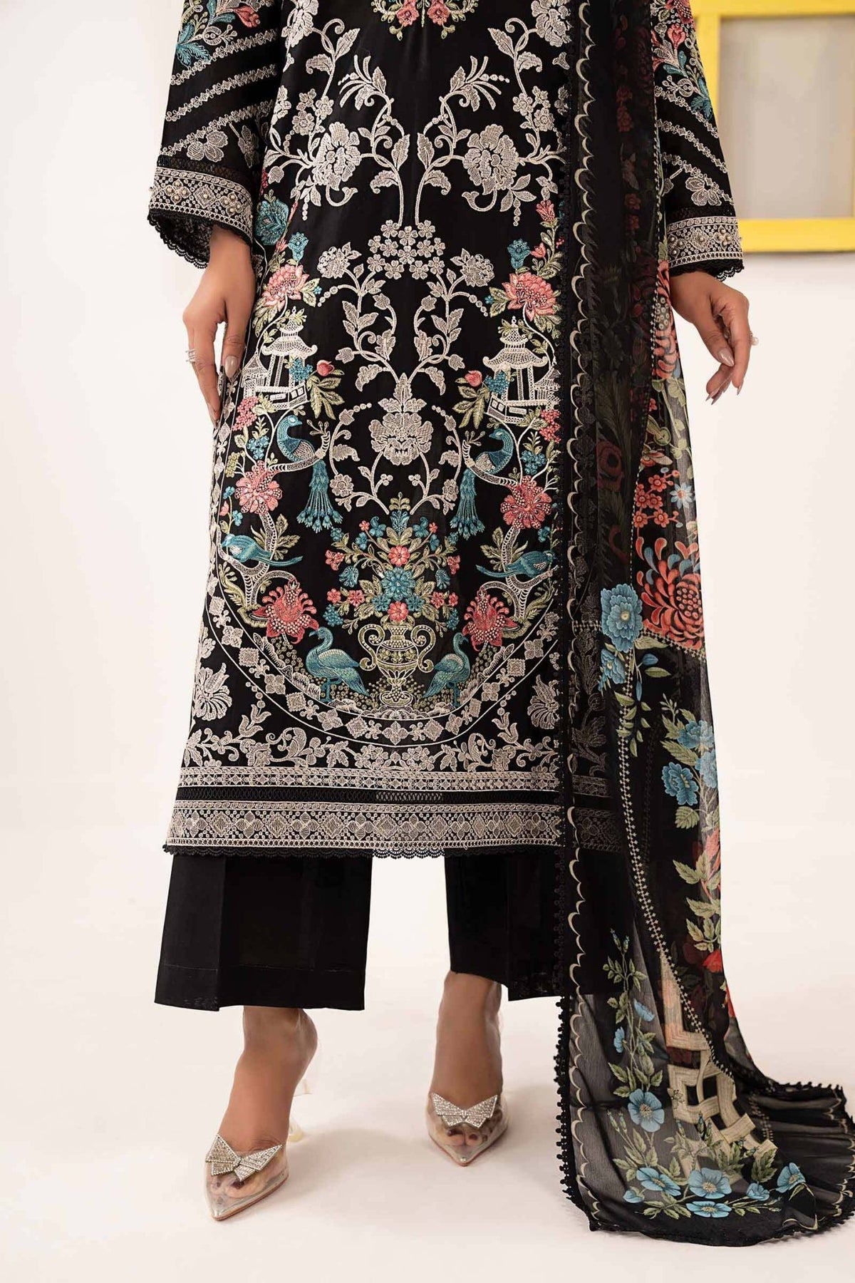 Maria B | RTW | 3 Piece Embroidered Lawn Suit-Brand:Maria B-Type:Luxury Pret-Black - House of Maryam- Buy in UK, USA