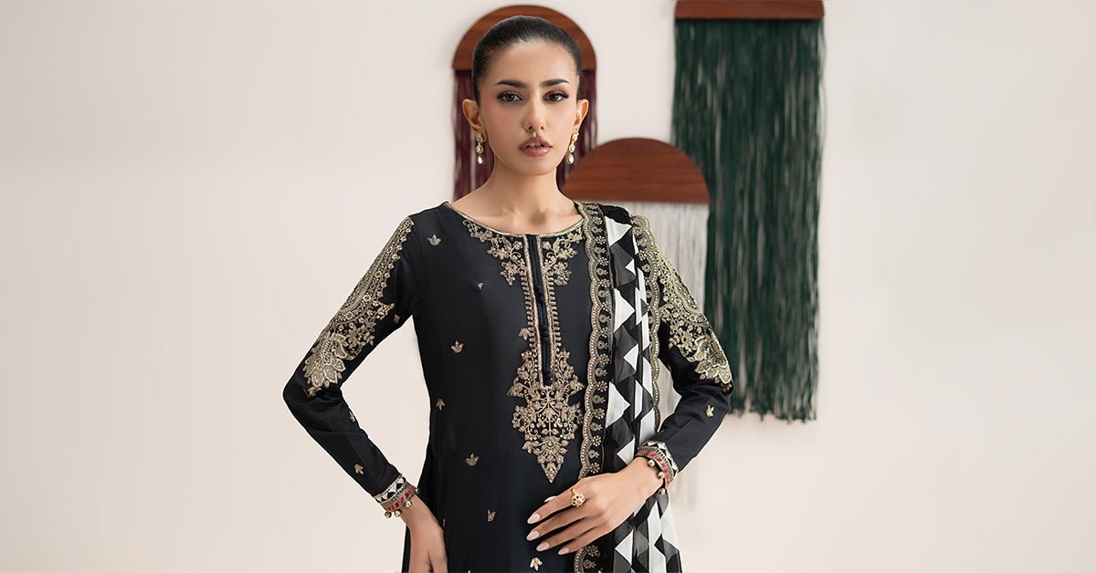 Maria B | RTW | 3 Piece Embroidered Lawn Suit-Brand:Maria B-Type:Luxury Pret-Black - House of Maryam- Buy in UK, USA