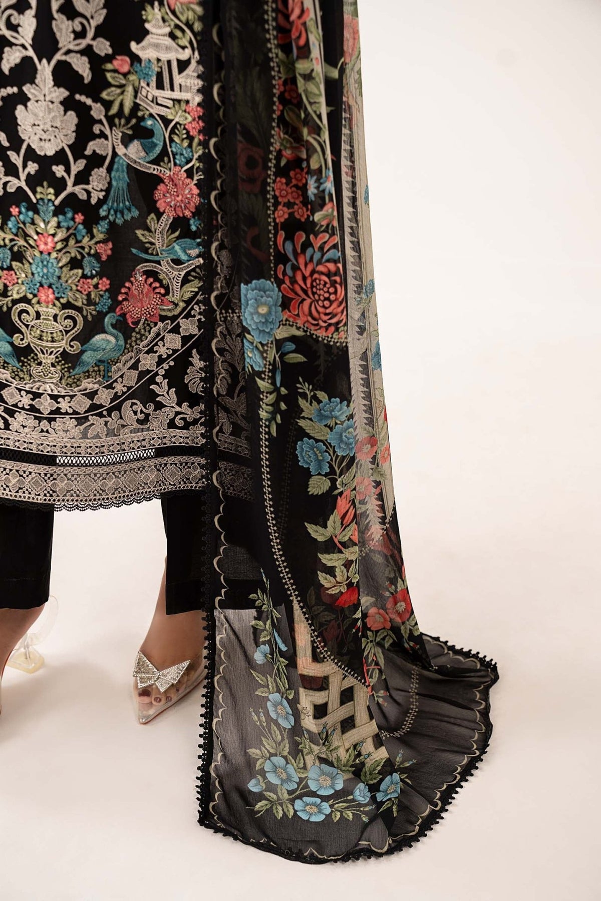 Maria B | RTW | 3 Piece Embroidered Lawn Suit-Brand:Maria B-Type:Luxury Pret-Black - House of Maryam- Buy in UK, USA