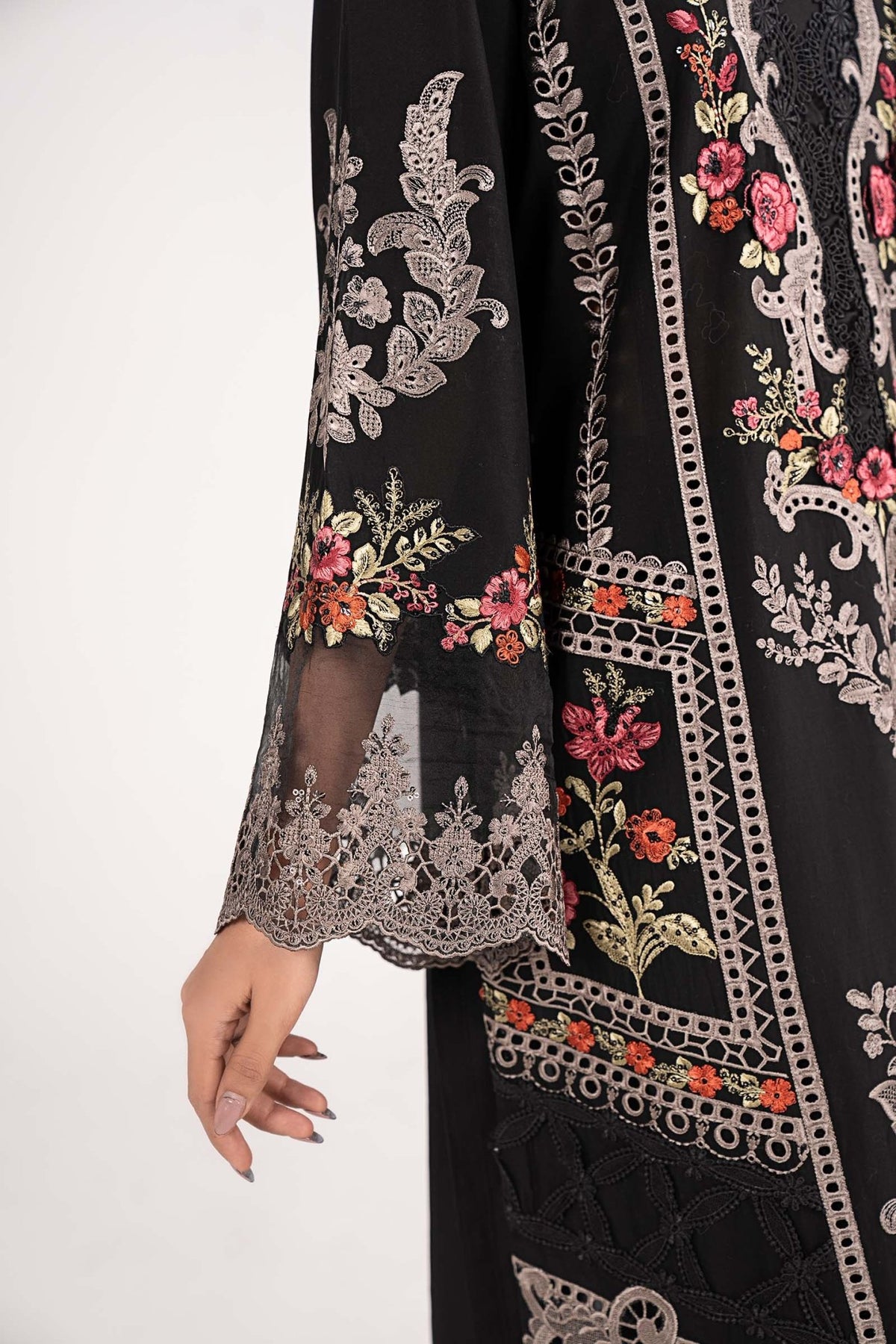Maria B | RTW | 3 Piece Embroidered Lawn Suit-Brand:Maria B-Type:Luxury Pret-Black - House of Maryam- Buy in UK, USA