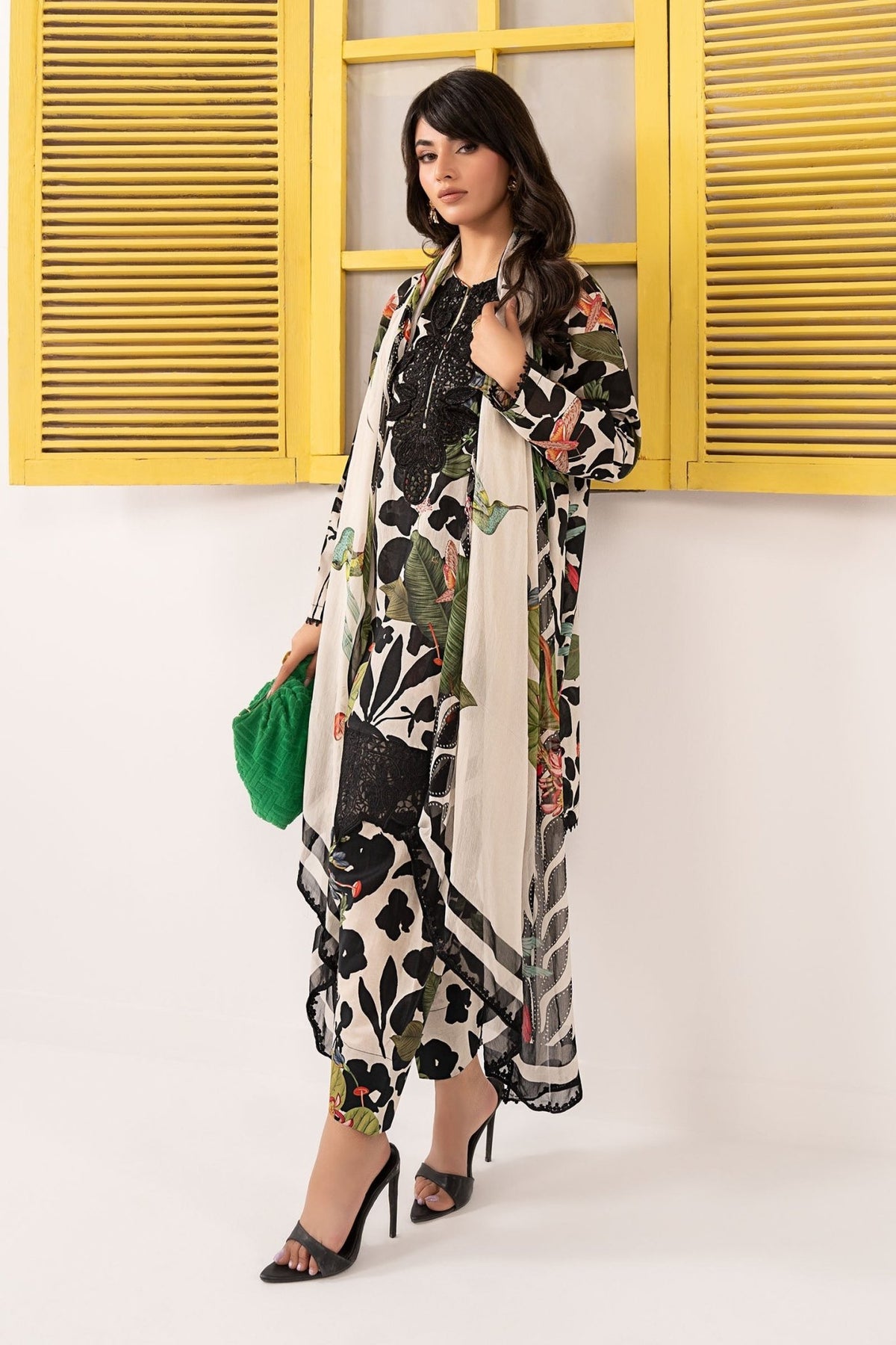 Maria B | RTW | 3 Piece Embroidered Lawn Suit-Brand:Maria B-Type:Luxury Pret-Black - House of Maryam- Buy in UK, USA