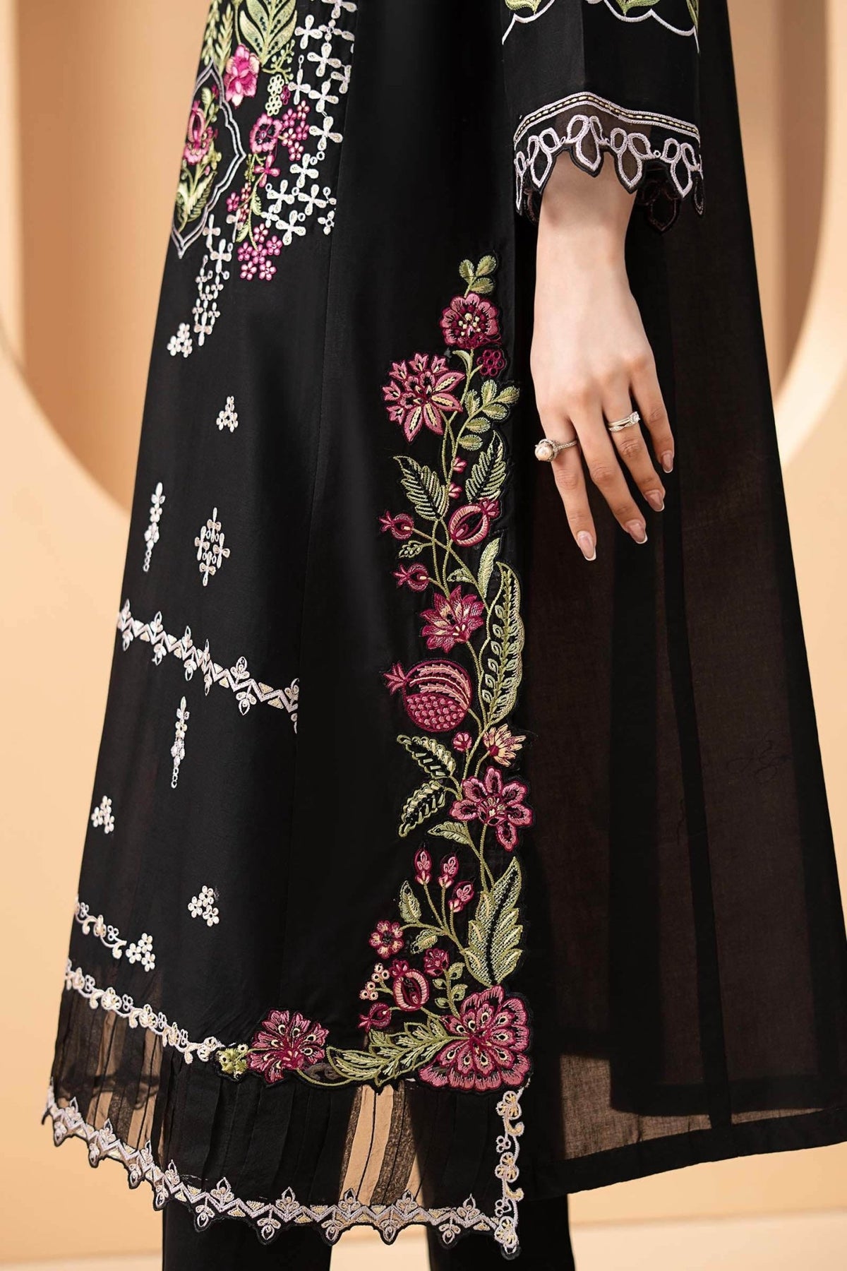 Maria B | RTW | 3 Piece Embroidered Lawn Suit-Brand:Maria B-Type:Luxury Pret-Black - House of Maryam- Buy in UK, USA