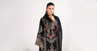Maria B | RTW | 3 Piece Embroidered Lawn Suit-Brand:Maria B-Type:Luxury Pret-Black - House of Maryam- Buy in UK, USA