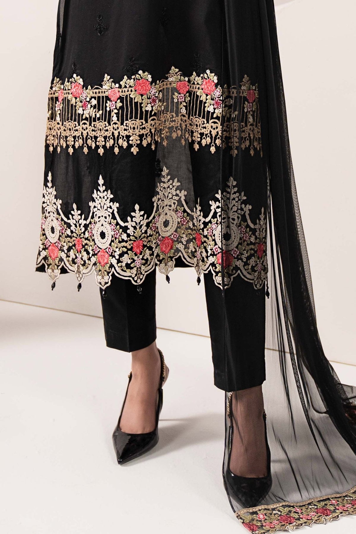 Maria B | RTW | 3 Piece Embroidered Lawn Suit-Brand:Maria B-Type:Luxury Pret-Black - House of Maryam- Buy in UK, USA
