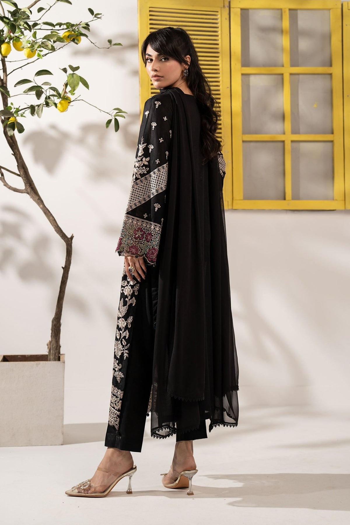 Maria B | RTW | 3 Piece Embroidered Lawn Suit-Brand:Maria B-Type:Luxury Pret-Black - House of Maryam- Buy in UK, USA