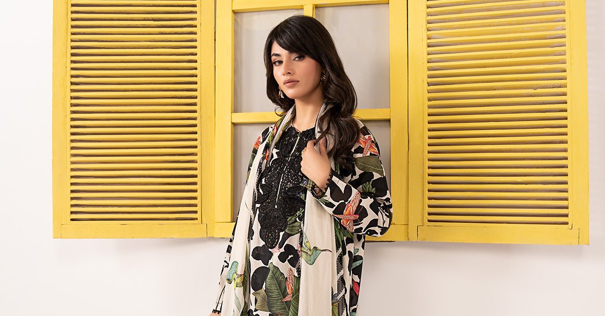 Maria B | RTW | 3 Piece Embroidered Lawn Suit-Brand:Maria B-Type:Luxury Pret-Black - House of Maryam- Buy in UK, USA