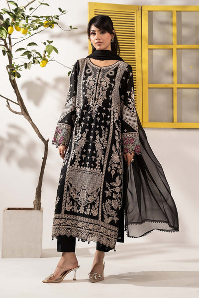 Maria B | RTW | 3 Piece Embroidered Lawn Suit-Brand:Maria B-Type:Luxury Pret-Black - House of Maryam- Buy in UK, USA