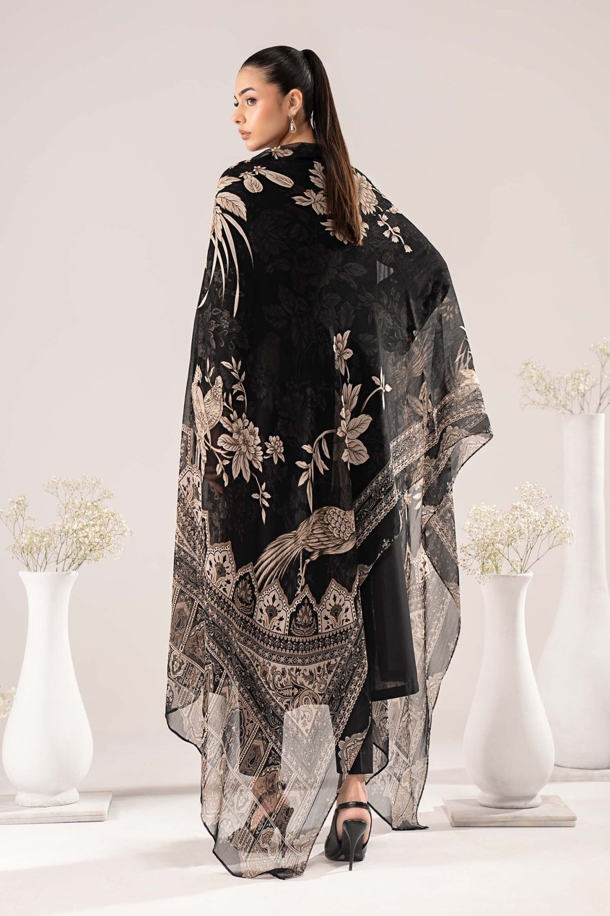 Maria B | RTW | 3 Piece Embroidered Lawn Suit-Brand:Maria B-Type:Luxury Pret-Black - House of Maryam- Buy in UK, USA