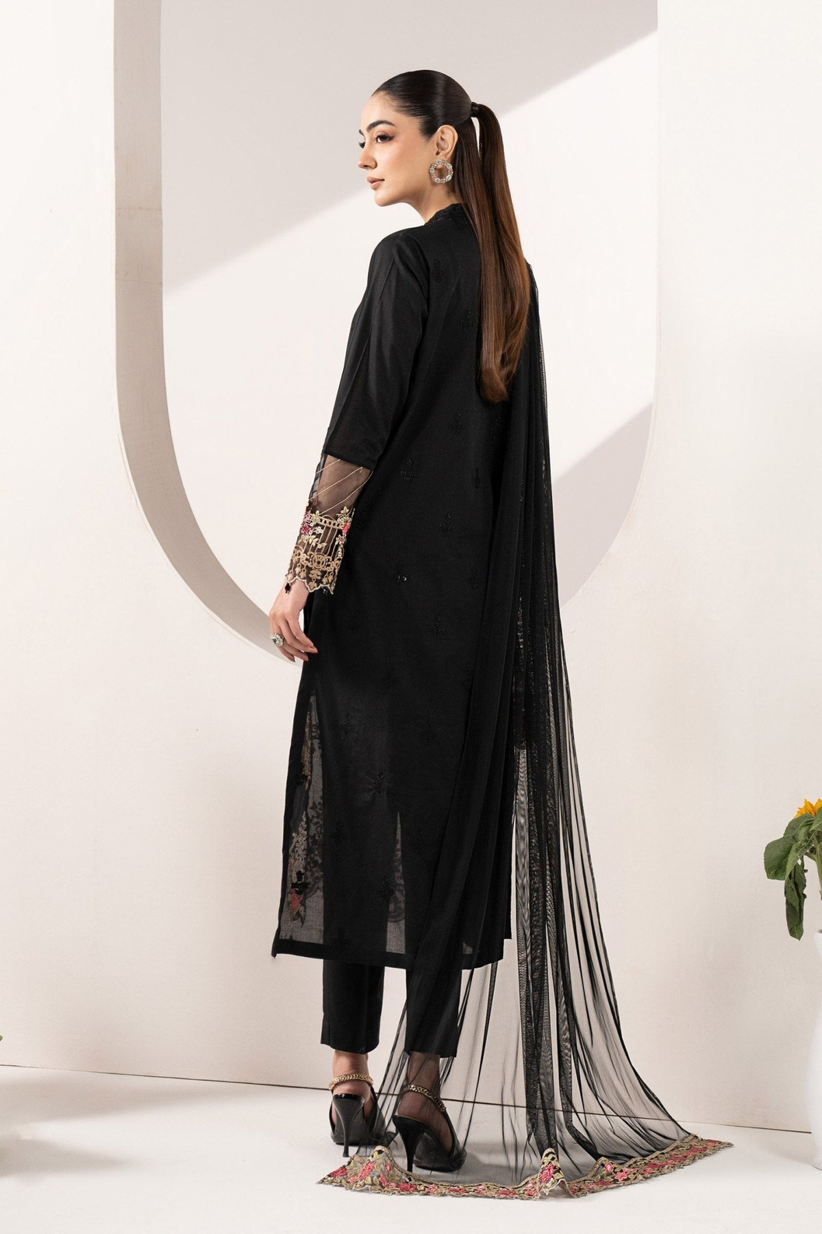 Maria B | RTW | 3 Piece Embroidered Lawn Suit-Brand:Maria B-Type:Luxury Pret-Black - House of Maryam- Buy in UK, USA
