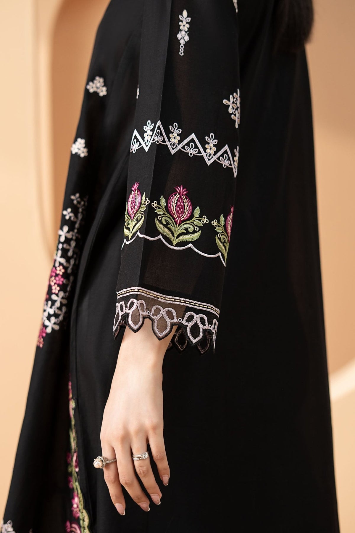 Maria B | RTW | 3 Piece Embroidered Lawn Suit-Brand:Maria B-Type:Luxury Pret-Black - House of Maryam- Buy in UK, USA