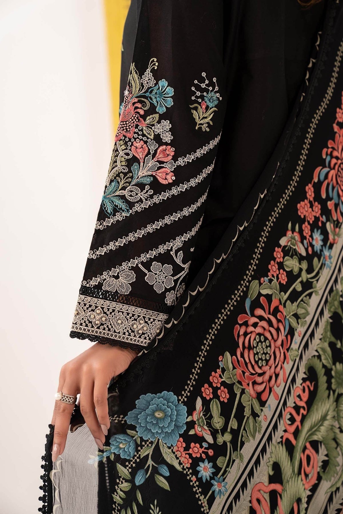 Maria B | RTW | 3 Piece Embroidered Lawn Suit-Brand:Maria B-Type:Luxury Pret-Black - House of Maryam- Buy in UK, USA