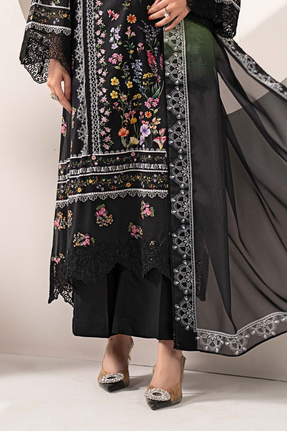 Maria B | RTW | 3 Piece Embroidered Lawn Suit-Brand:Maria B-Type:Luxury Pret-Black - House of Maryam- Buy in UK, USA