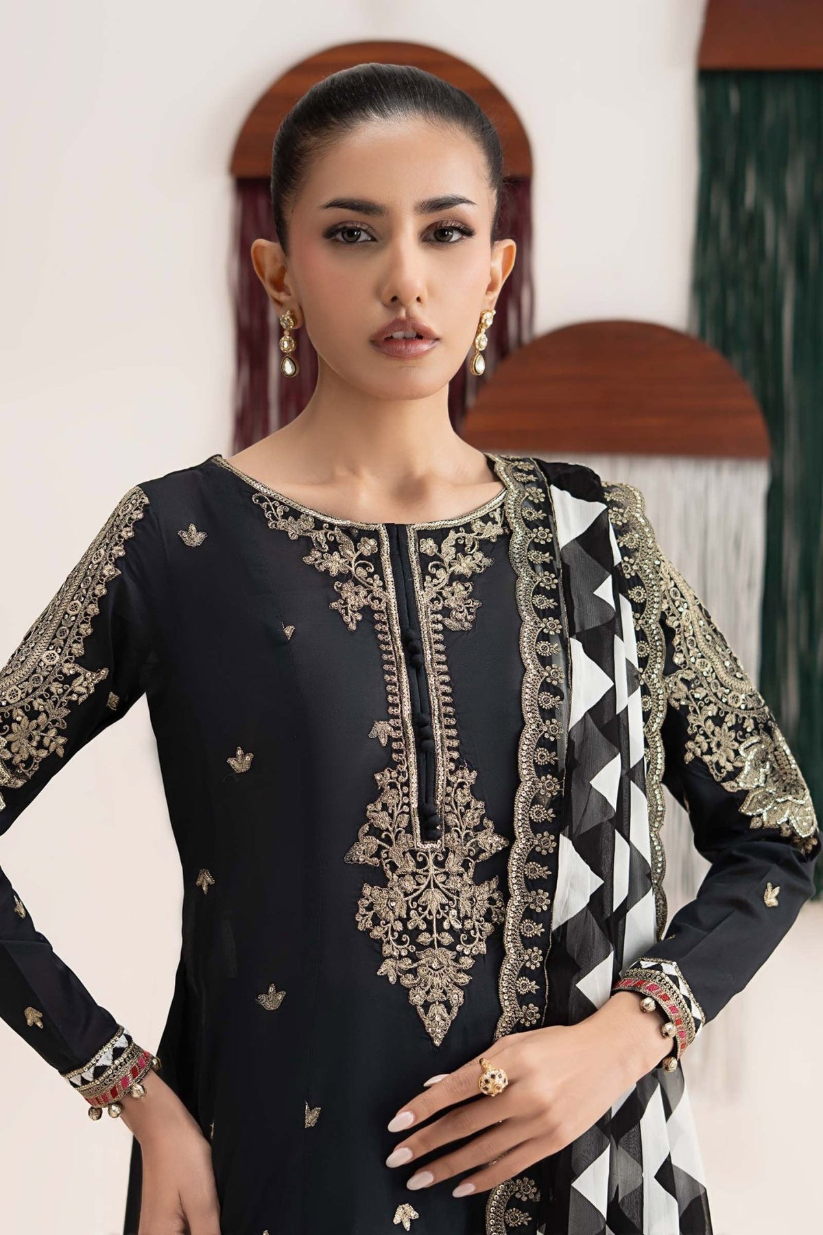 Maria B | RTW | 3 Piece Embroidered Lawn Suit-Brand:Maria B-Type:Luxury Pret-Black - House of Maryam- Buy in UK, USA