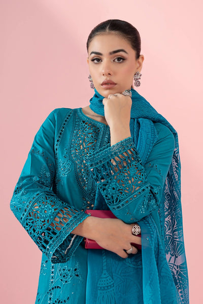 Maria B | RTW | 3 Piece Embroidered Lawn Suit-Brand:Maria B-Type:Luxury Pret-Blue - House of Maryam- Buy in UK, USA