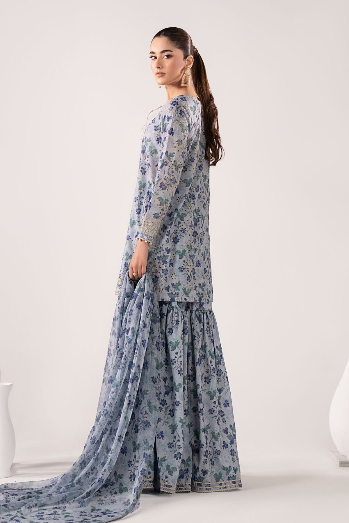Maria B | RTW | 3 Piece Embroidered Lawn Suit-Brand:Maria B-Type:Luxury Pret-Blue - House of Maryam- Buy in UK, USA