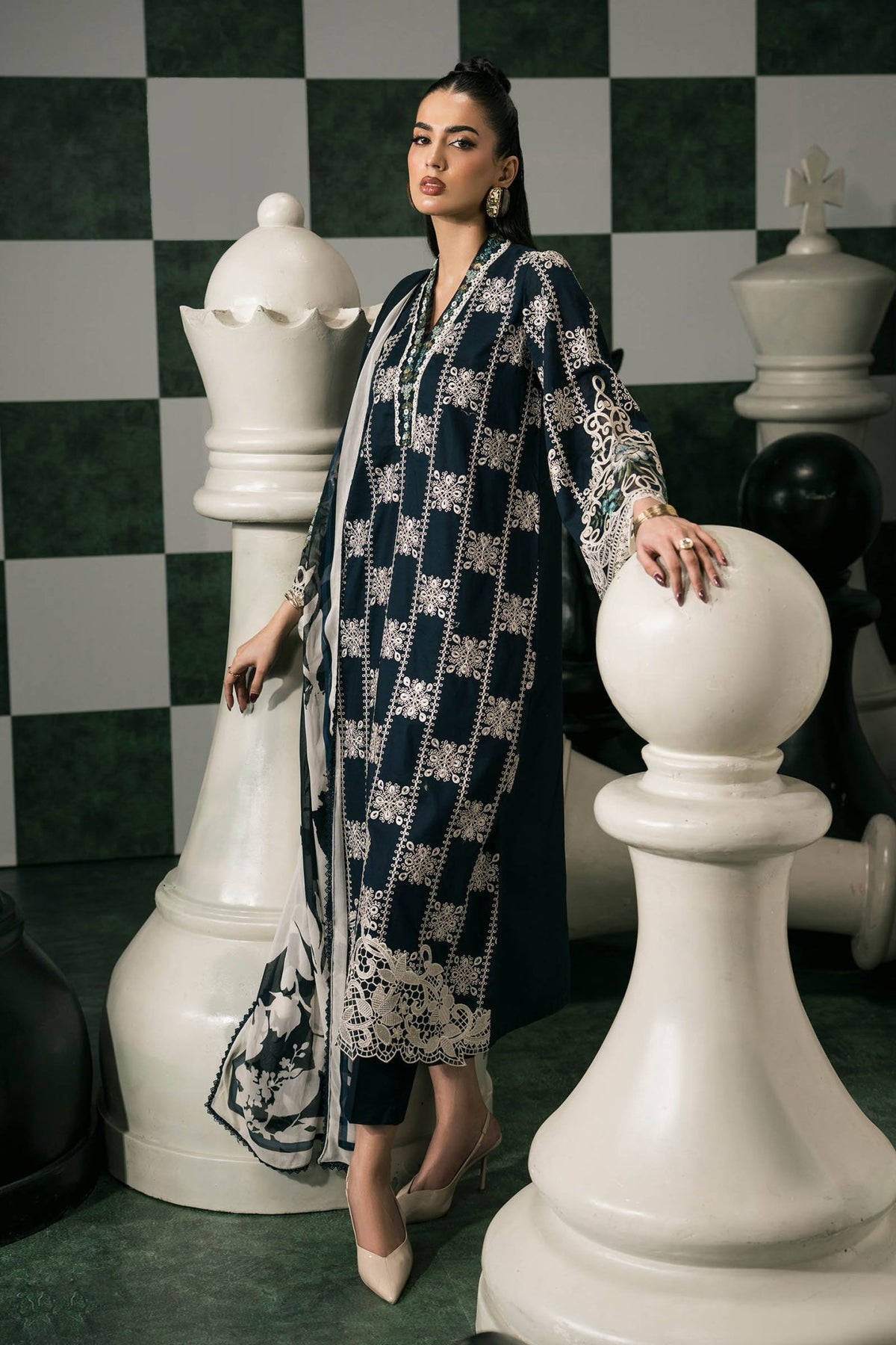 Maria B | RTW | 3 Piece Embroidered Lawn Suit-Brand:Maria B-Type:Luxury Pret-Blue - House of Maryam- Buy in UK, USA